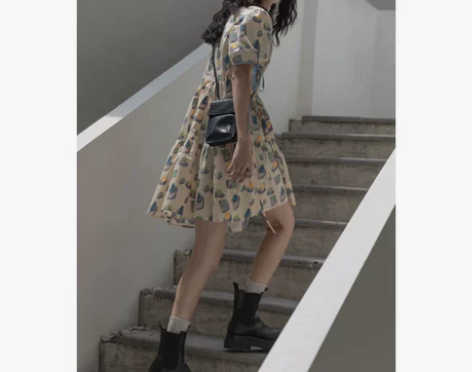 日本代购SLY 碎花系带收腰连衣裙女夏季