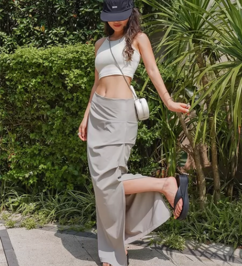 LEIYU工装半身裙女夏2023显瘦速干开...