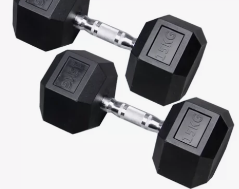 包胶六角哑铃男士健身器材健身房商用两个15...