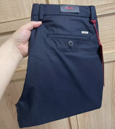 夏款BOSS男士休闲裤 商务简约百搭修身中...