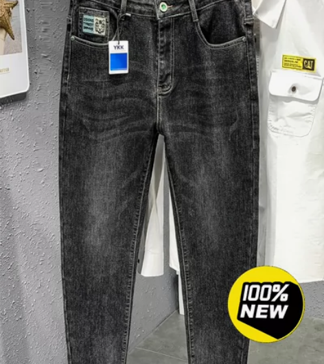 YKK拉链！春季牛仔裤男款黑色牛仔裤弹力修...