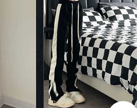 裤子男修身 裤子休闲裤9002up高街直筒黑色潮牌男垂