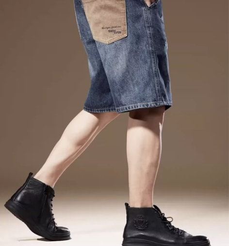 夏季薄款男士牛仔短裤美式复古夏天五分裤子宽...