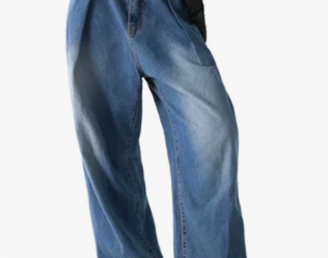 美式复古直筒宽松中低腰显瘦水洗牛仔阔腿裤男...