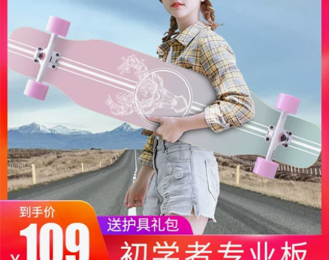 【狂欢价】弘鹰专业滑板长板初学者成人青少年...