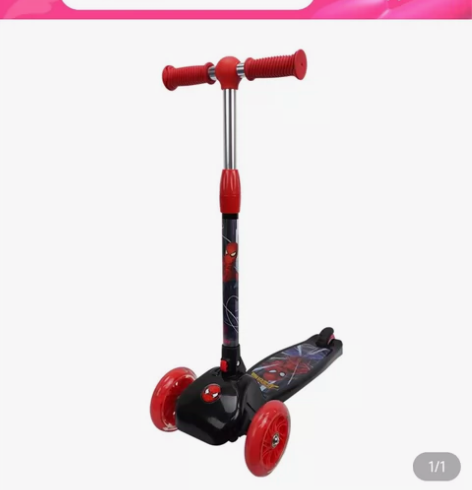 全新迪士尼漫威蜘蛛侠滑板车，一键折叠，PU...