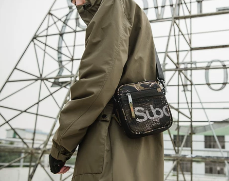 Subcrew斜挎包男女工装潮牌小方包迷彩...