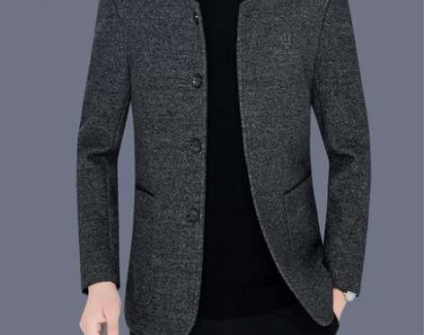 啄木鸟短款加厚羊毛呢子大衣春秋季新品男士外...