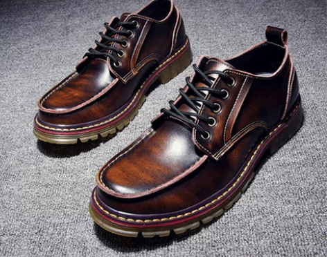 冬季工装鞋男低帮加绒真皮英伦内增高男鞋韩版...