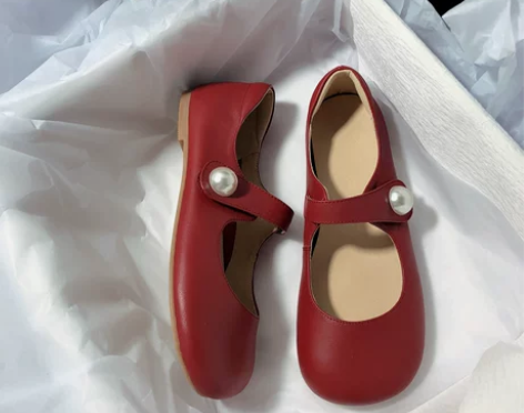 森屿海巷 2023年春季浅口圆头真皮平底玛...