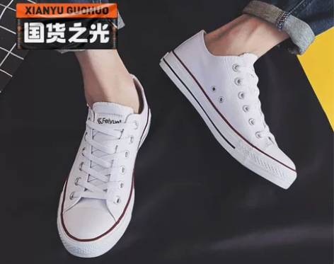 飞跃Feiyue经典款帆布鞋男低帮系带纯色...
