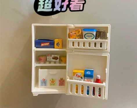 【可爱冰箱贴】吸铁石卡通迷你白色冰箱模型仿...