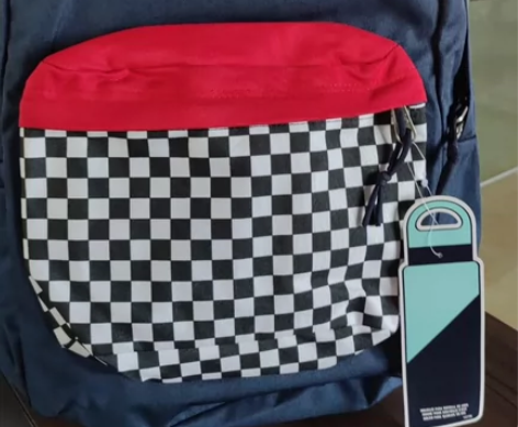 【正品捡漏】蓝拼黑白格jansport杰斯...