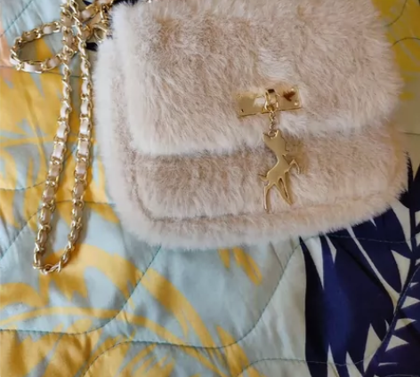 南风迪士尼合作款小鹿斑比毛绒包包女新款链条...