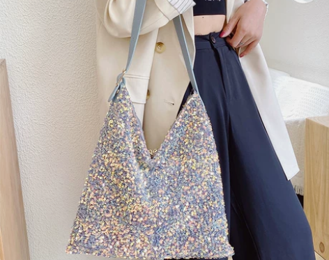 大容量包包女 ins亮片单肩包小众设计手提...