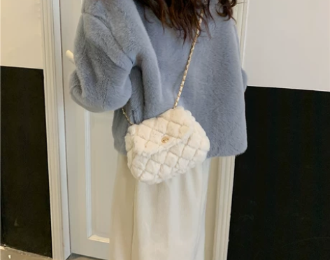 包包女2022春夏新款迷你毛毛云朵包韩版百...