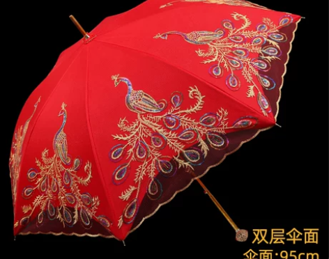 婚伞中国风结婚红伞出嫁中式红色伞新娘出门伞...