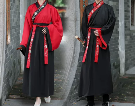 中国风大码男装古装书生儒雅男汉服魏晋交领大...