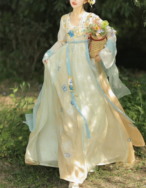 汉服陌上花原创汉服女征集中唐制齐胸裙汉元