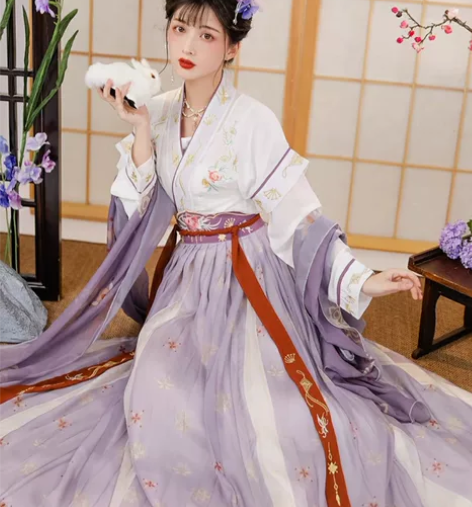 出 玉术原创汉服女唐褙子圆领衫褶裙改良齐腰...