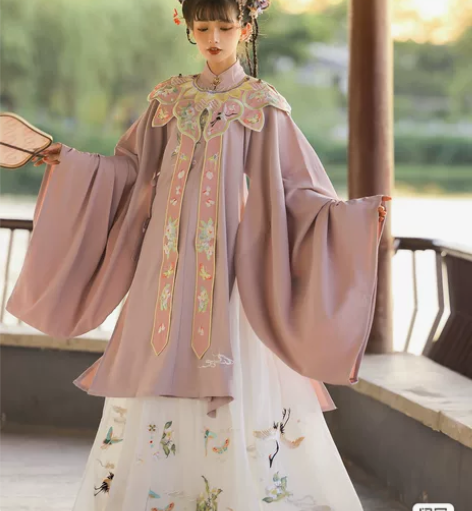 玉术原创汉服女明制立领斜襟长衫齐腰褶裙重工...