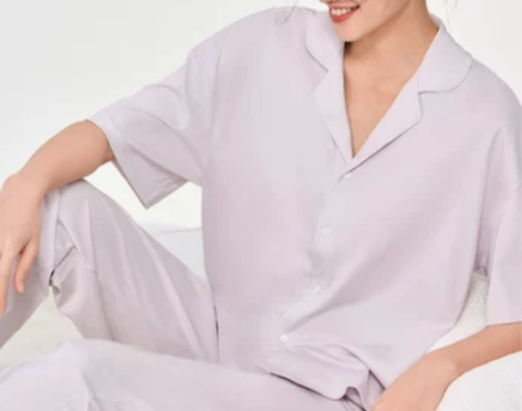 曼妮芬女士翻领七分袖长裤套装家居服睡衣裤