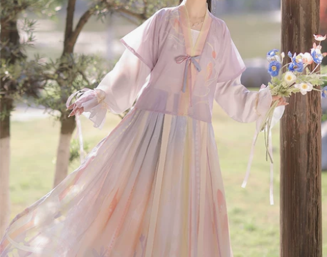 【狂欢价】洛苓唐褙子汉服女圆领短衫褶裙原创...