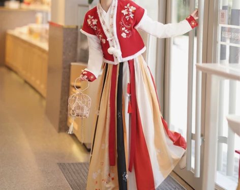 唐制汉服女冬季唐褙子齐腰襦裙全套中国风古装...