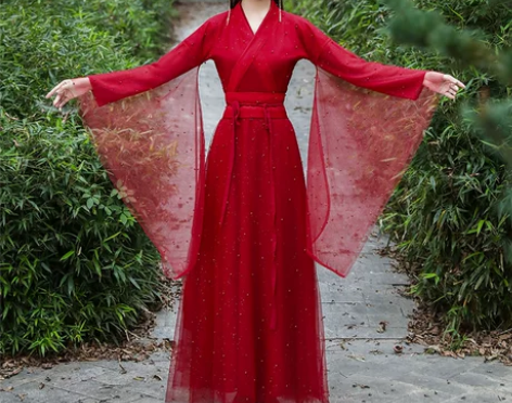 ?红色汉服女正品原创古风飘逸秋冬季中国风改...