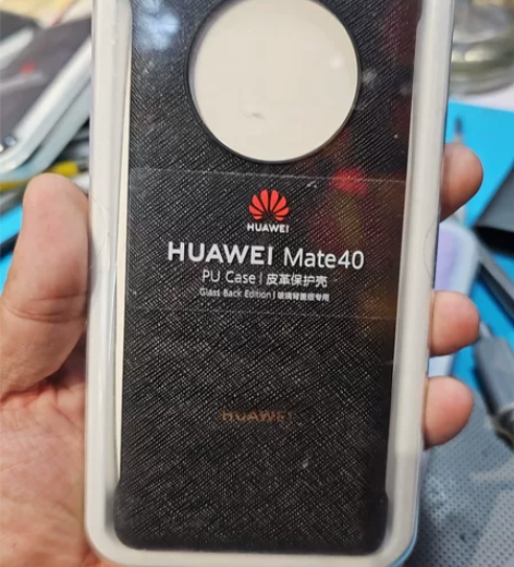 华为 mate40原装皮革保护壳 玄岩黑，...