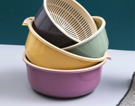 （包邮6件套）洗菜盆沥水篮菜篮子双层镂空洗...