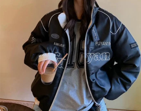 【年货价】复古棒球羽绒棉服女秋冬季加厚in...