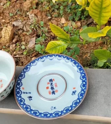 新款精忠报国题材《满江红》老陶泥青花三才盖...