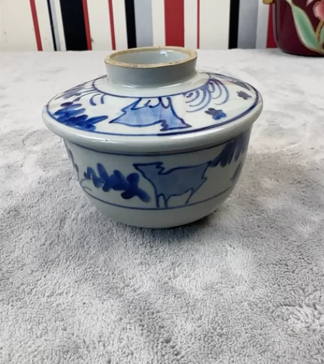 日本回流  1137-120 老犬山青花盖...