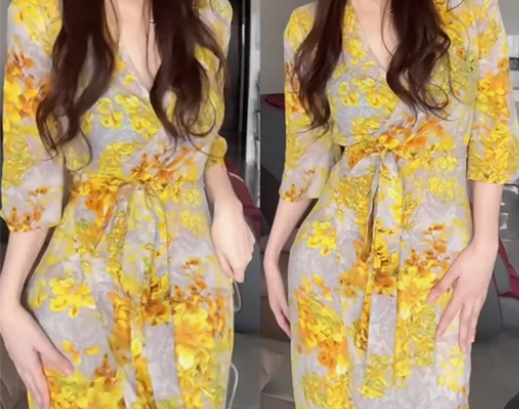 大码女装胖MM裙子法式一片式裹身度假长裙海...