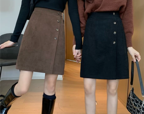 2021秋冬新款韩版灯芯绒半身裙大码显瘦单...