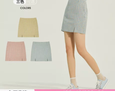 SPAO女士半身裙夏季时尚格子花纹清新减龄...