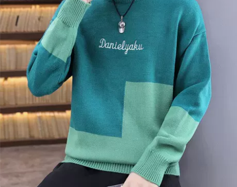 花花公子冬季毛衣男士上衣服韩版潮流拼色休闲...