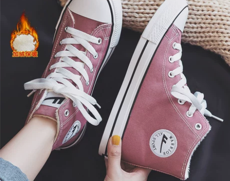 【回力棉鞋女冬加绒加厚高帮帆布鞋女学生新款...