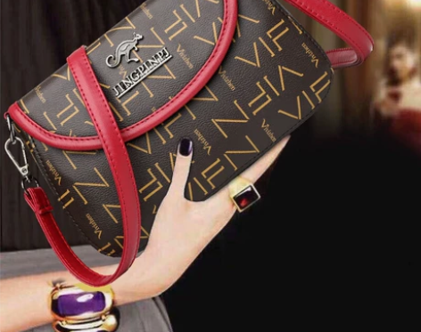 袋鼠真皮质感包包新款女简约单肩包挎包气质斜...