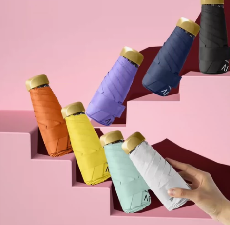 黑胶折叠雨伞防晒防紫外线迷你胶囊伞太阳伞防...