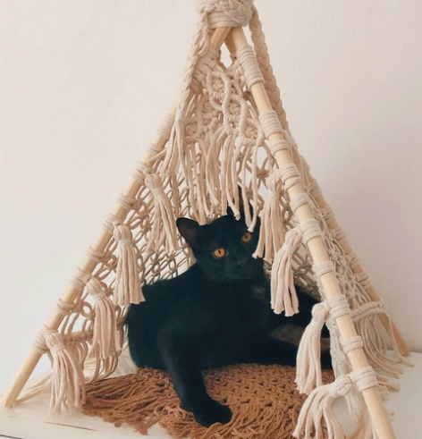 棉绳编织帐篷手工饰物拍摄道具猫咪窝家居装饰...