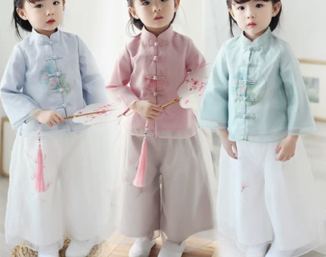 汉服件套 汉服整套女童中国风春秋宝宝复古装...