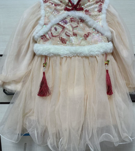 90码重工汉服裙，拜年服 袖子裙摆加绒，上...