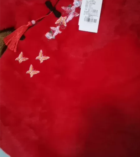 迷乐童堡超细绒拜年服夹棉绣花秋冬连衣裙全新...