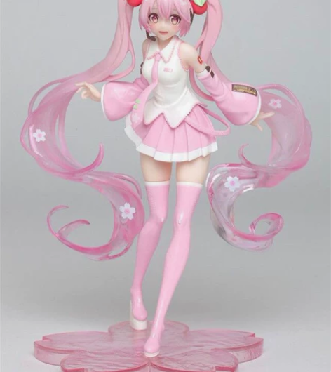 初音未来樱花初音手办摆件 二次元粉色初音车...