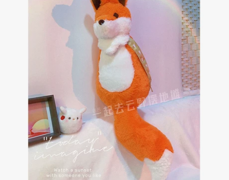 光遇cos小狐狸斜跨单肩背包抱枕两用柔软毛...