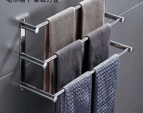 毛巾架免打孔卫生间置物架浴巾架洗手间浴室厕...