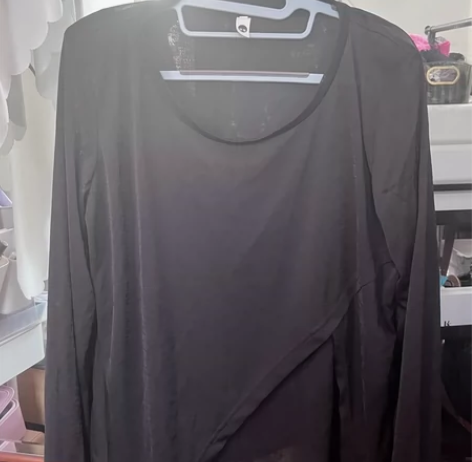 黑色不规则下摆罩衫长袖防晒 全新未穿160...