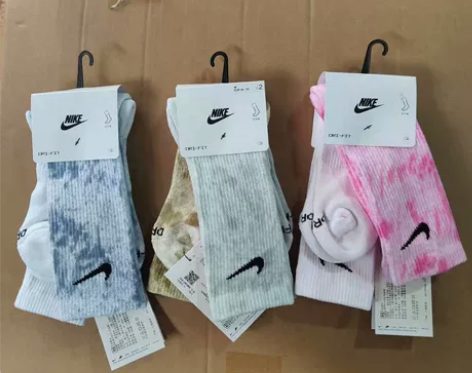 #户外运动服饰 扎染篮球运动袜长筒黑 白色...